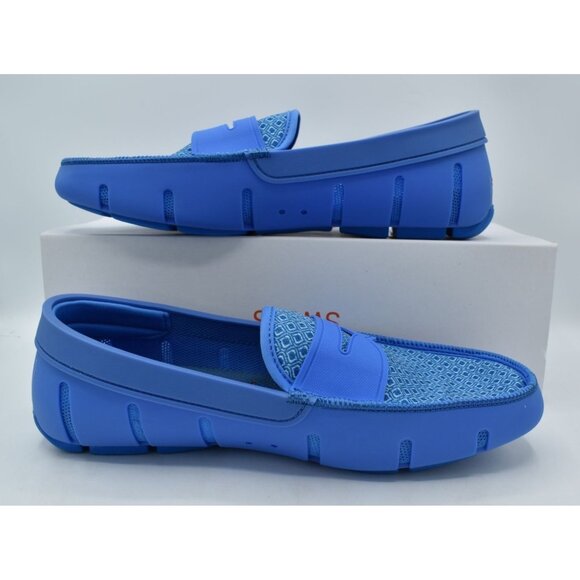 SWIMS Mens Size 14 Sail Blue Printed Penny Slip On Loafers Shoes display picture 1
